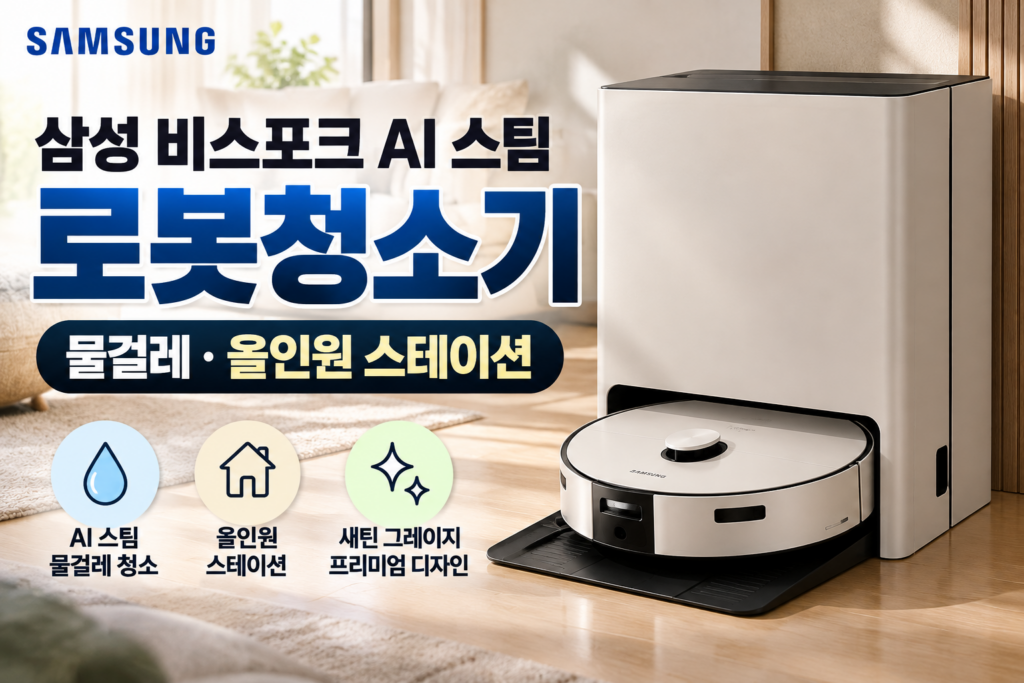 초특가 혜택 삼성 비스포크 AI 스팀 물걸레 로봇청소기 VR70F00AGG 올인원 특징과 장단점 제품 이미지